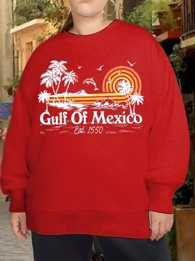 Women's Plus Size Gulf Of Mexico Print Sweatshirt