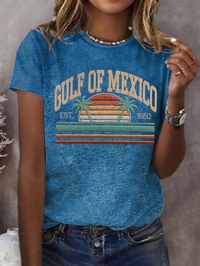 Women's Retro Gulf of Mexico Print T-Shirt