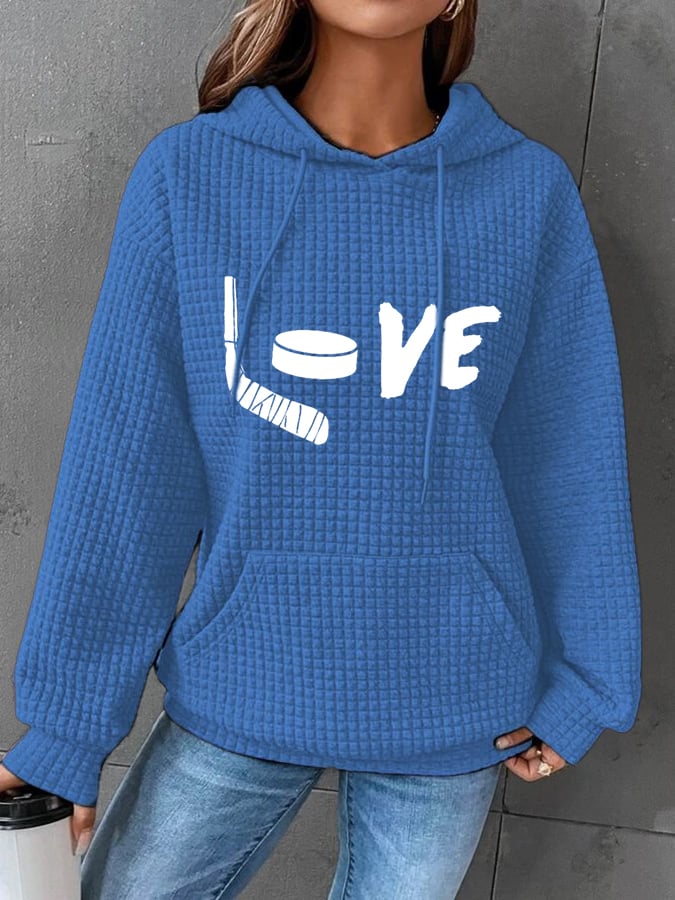 Women's Love Ice Hockey Print Casual Sweatshirt