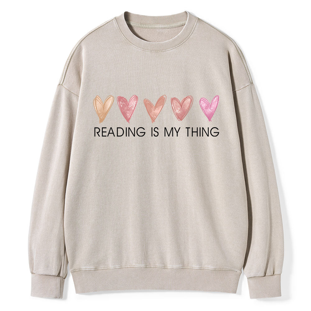 Reading is My Thing Unisex Washed Sweatshirt