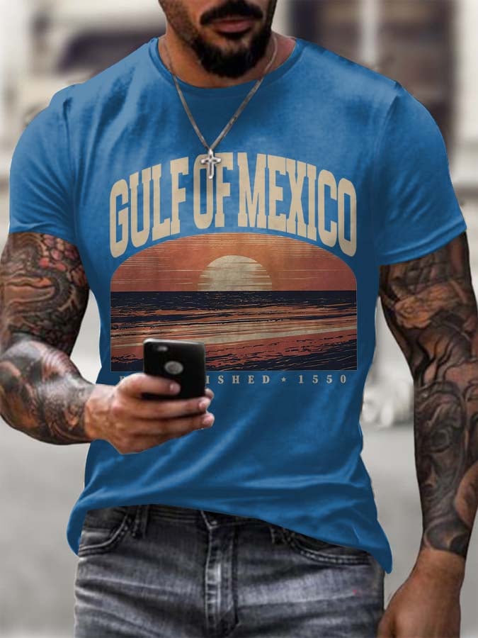 Men's Gulf Of Mexico Printed Round Neck T-Shirt