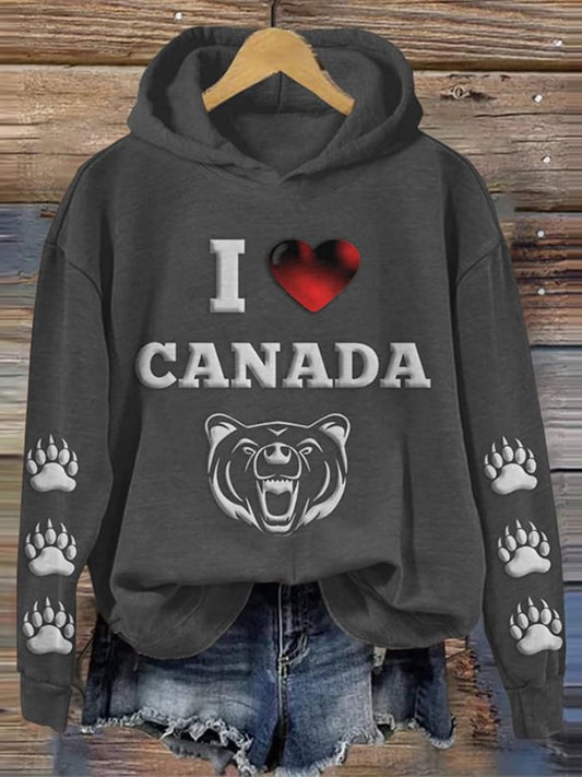 Women's I Love Canada Printed Hoodie