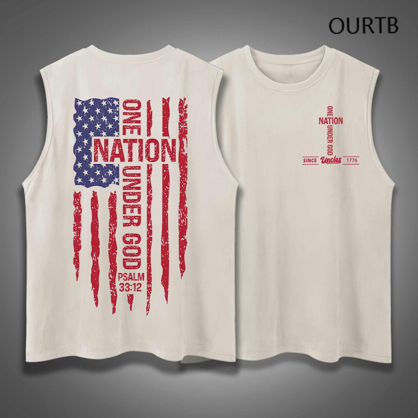 Uncle Since 1776 One Nation Under God USA Independence Day Funny Adult Discomfort Art Print Cotton Sleeveless Tank Tops