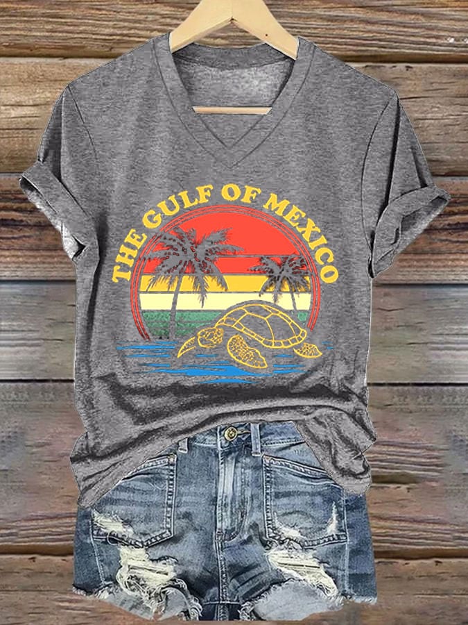 Women's Gulf of Mexico Print V-Neck T-Shirt