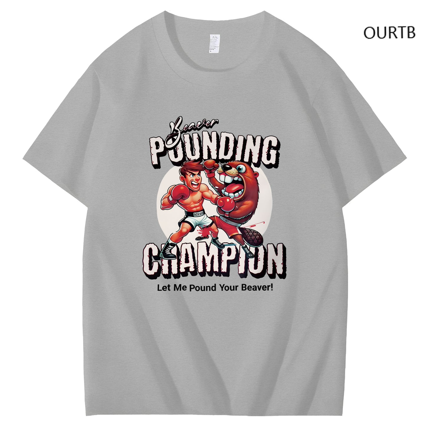 Beaver Pounding Champion Let Me Pound Your Beaver Funny Art Pattern Print T-Shirt