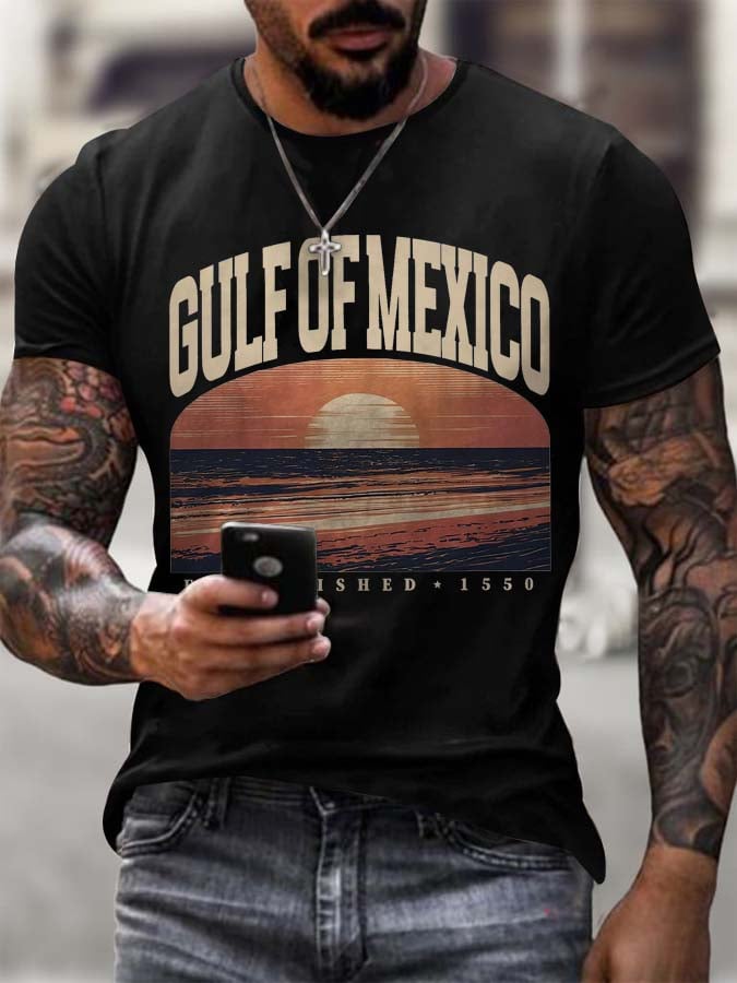 Men's Gulf Of Mexico Printed Round Neck T-Shirt