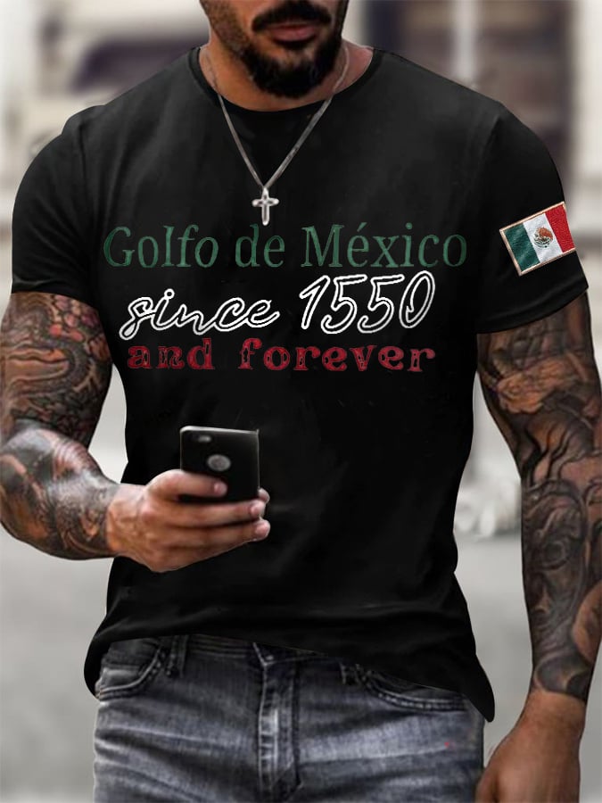 Men'S Retro Gulf Of Mexico Printed Casual Crew Neck T-Shirt
