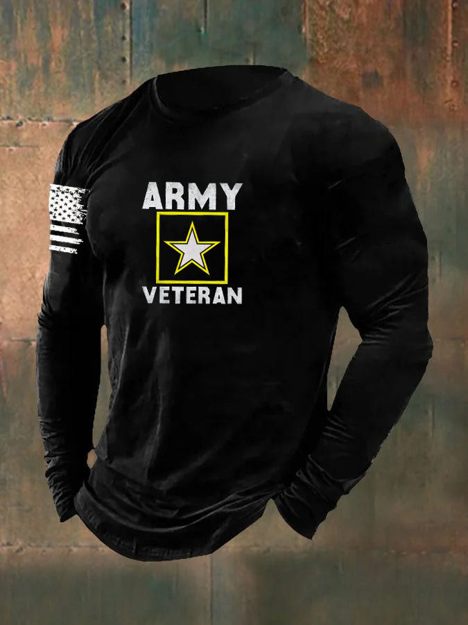 Men's Army Veteran  Pattern Long Sleeve T-Shirt