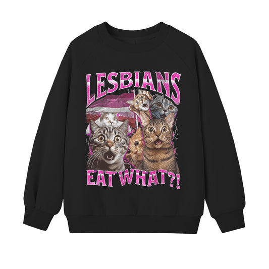 Women's Lesbians Eat What LGBT Funny Cat Art Pattern Print Sweatshirt