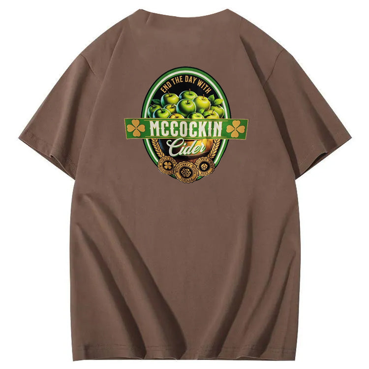 Mccuckin Cider Print Pattern Crew Neck T-Shirt
