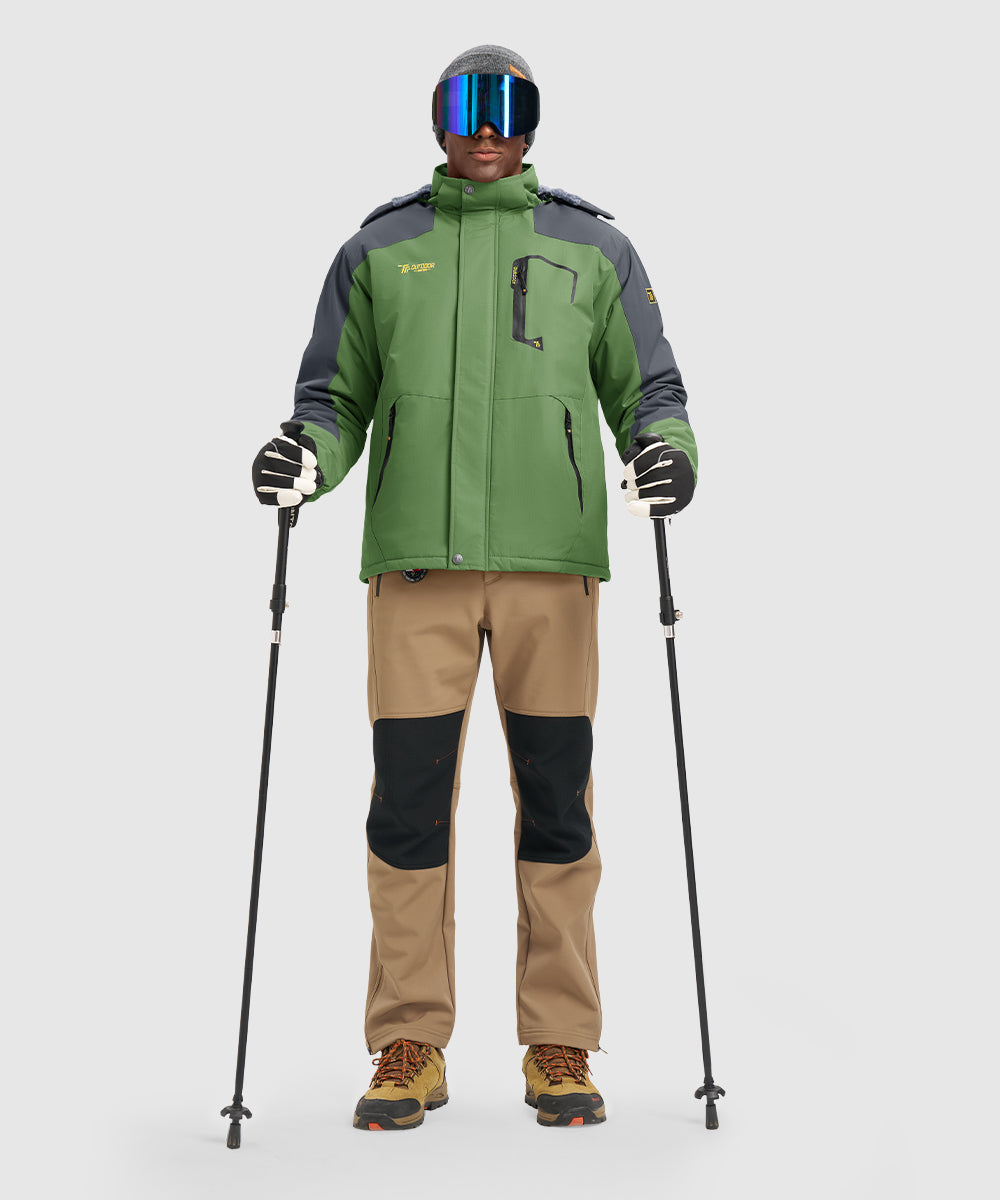 Men's Water Resistant Skiing Windbreaker Hooded Jacket