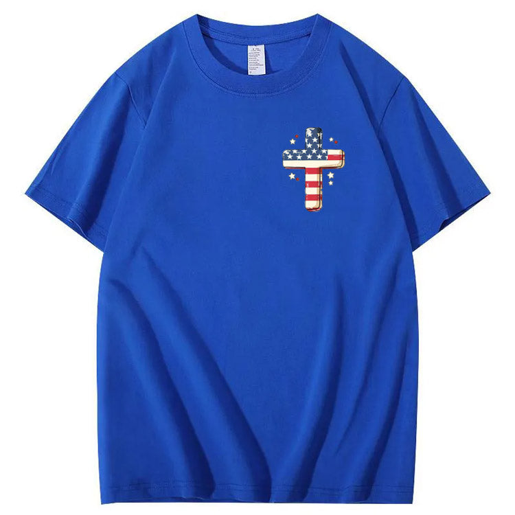Independence Day Stars&Stripes Jesus Chirs Pattern Print T-Shirt