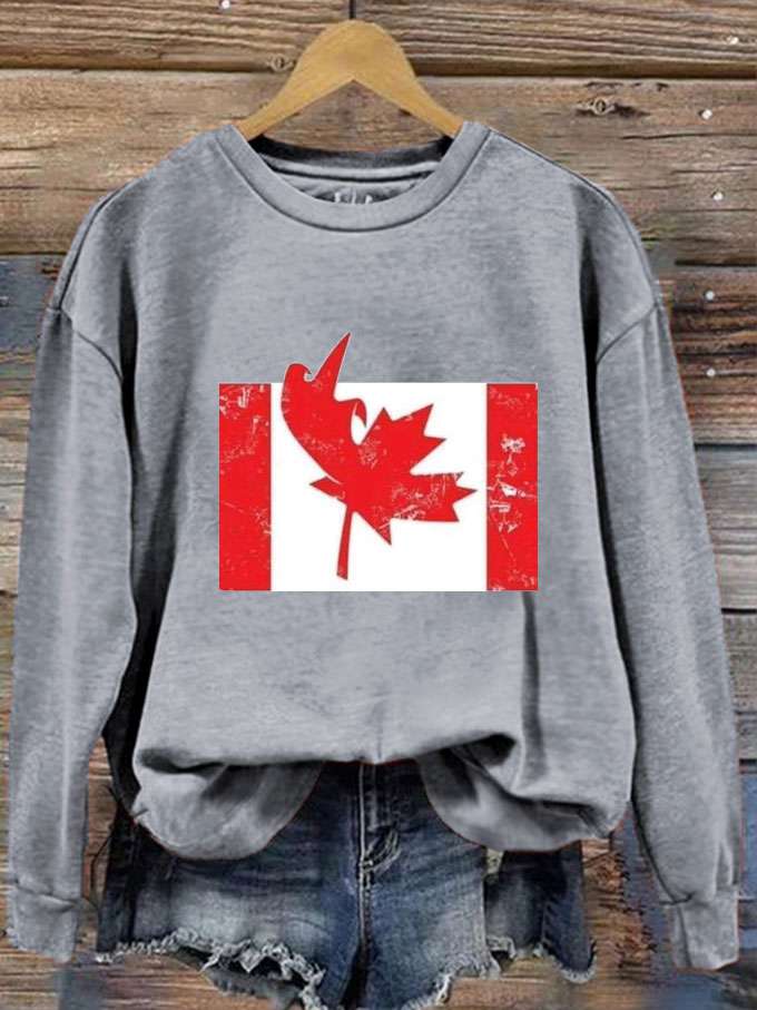 Women's Funny Canada Flag Printed Sweatshirt
