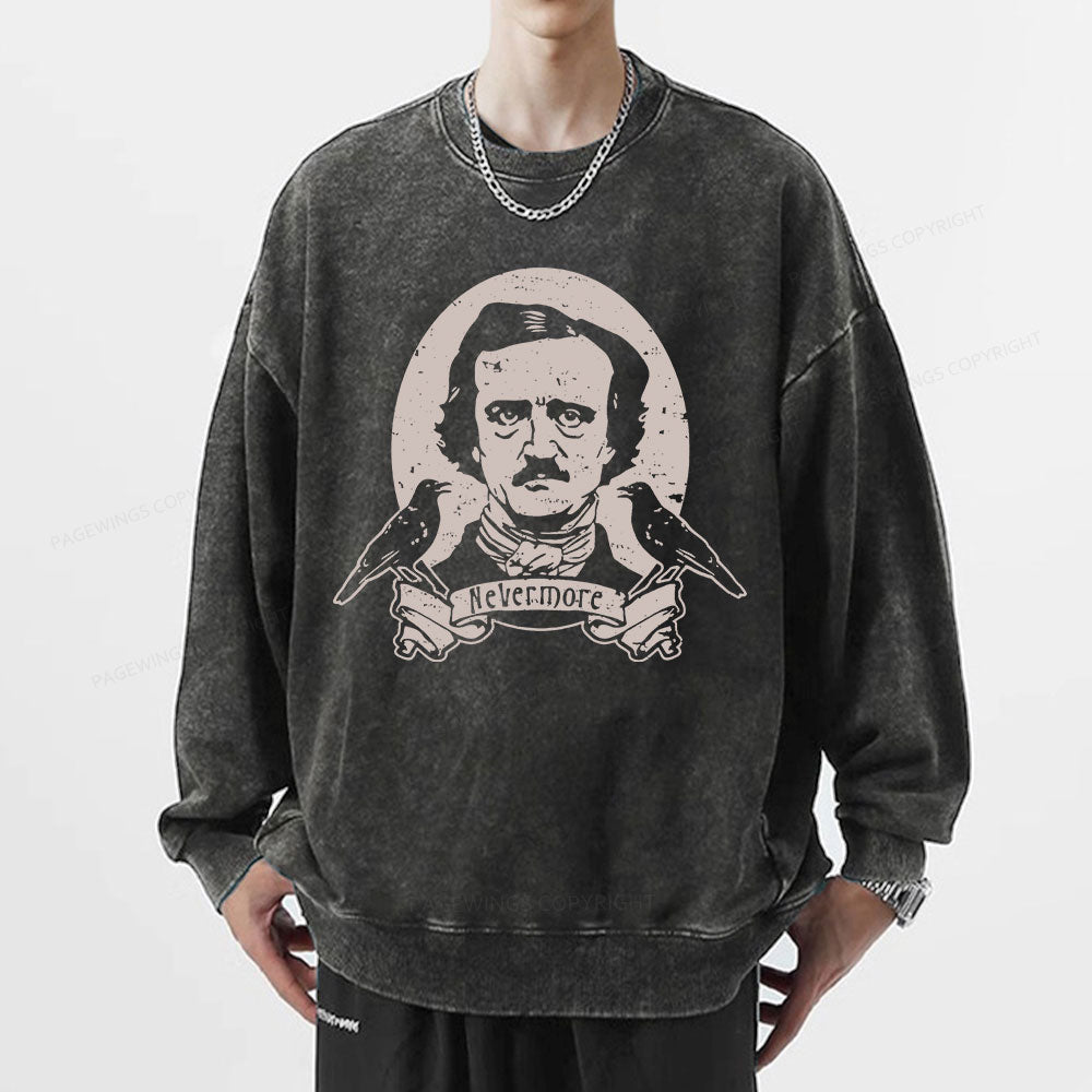 Pagewing Literary Vintage Stephen Allen King HP Lovecraft Book Unisex Washed Sweatshirt