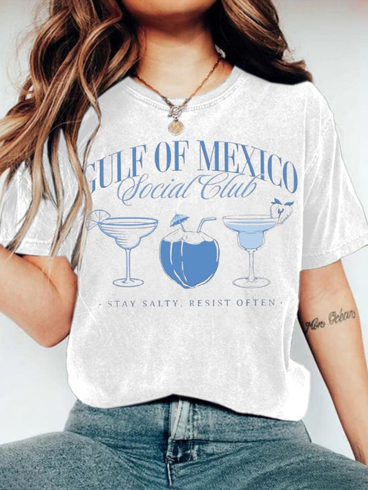 Women's Gulf of Mexico Social Club Stay Salty Resist Often Printed Short-Sleeved T-Shirt