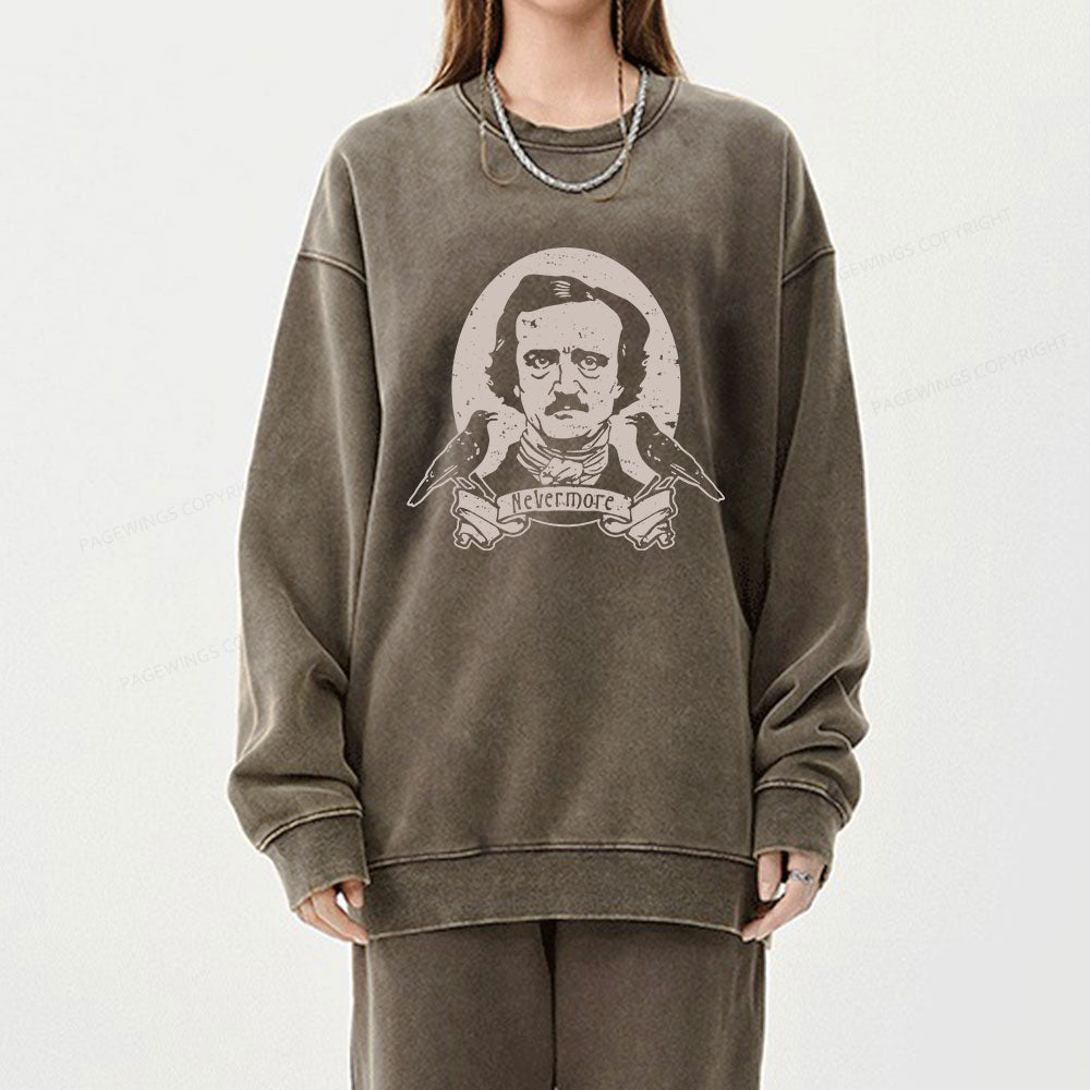 Pagewing Literary Vintage Stephen Allen King HP Lovecraft Book Unisex Washed Sweatshirt