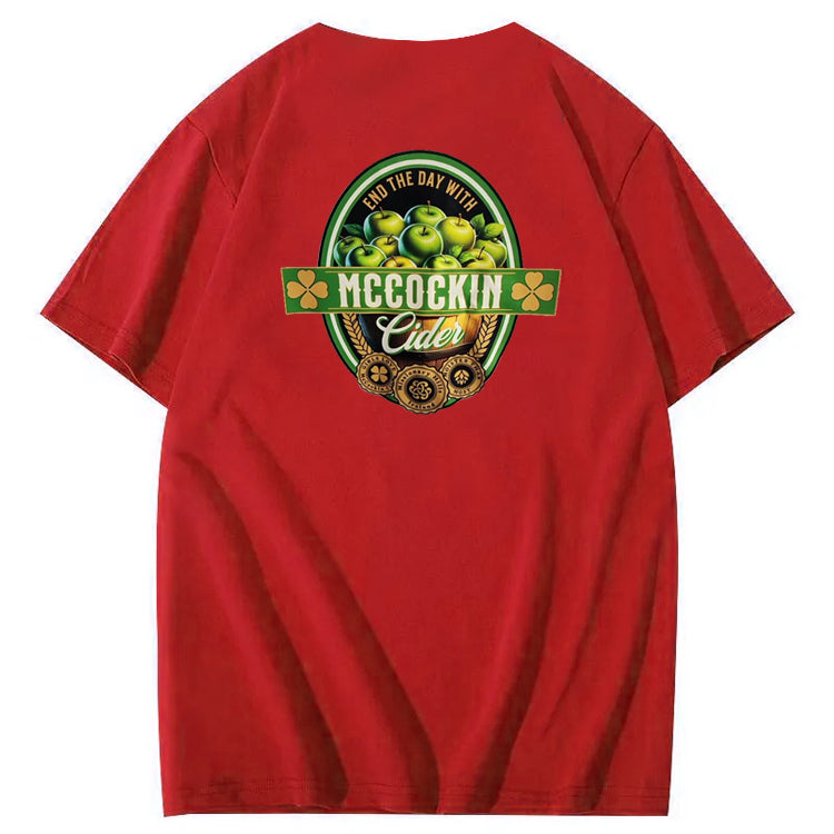 Mccuckin Cider Print Pattern Crew Neck T-Shirt