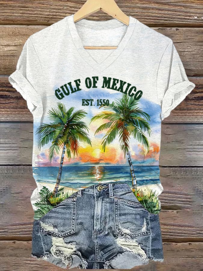 Women's Gulf Of Mexico Print Short Sleeve T-Shirt