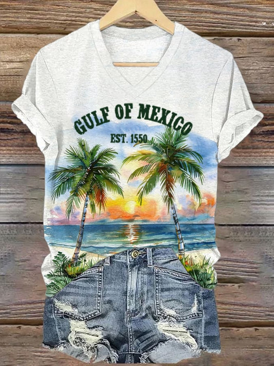 Women's Gulf Of Mexico Print Short Sleeve T-Shirt