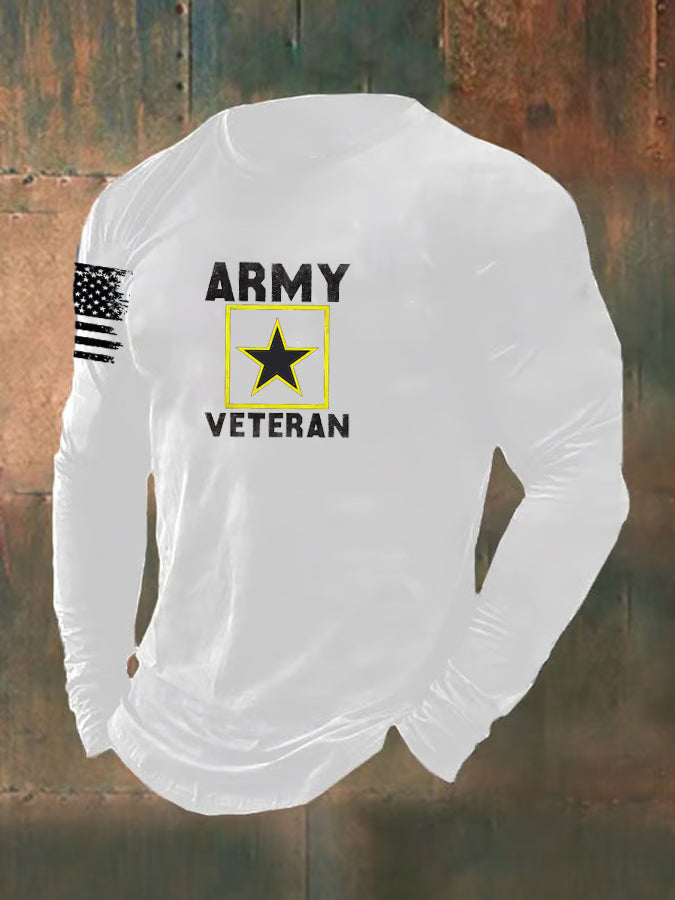 Men's Army Veteran  Pattern Long Sleeve T-Shirt