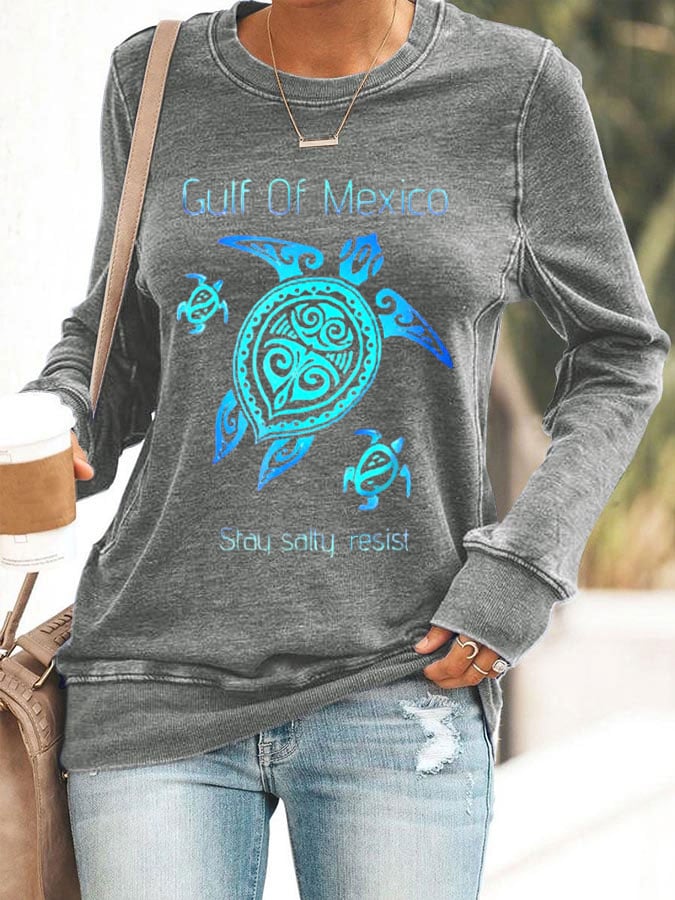 Women's Gulf Of Mexico Print Crewneck Sweatshirt