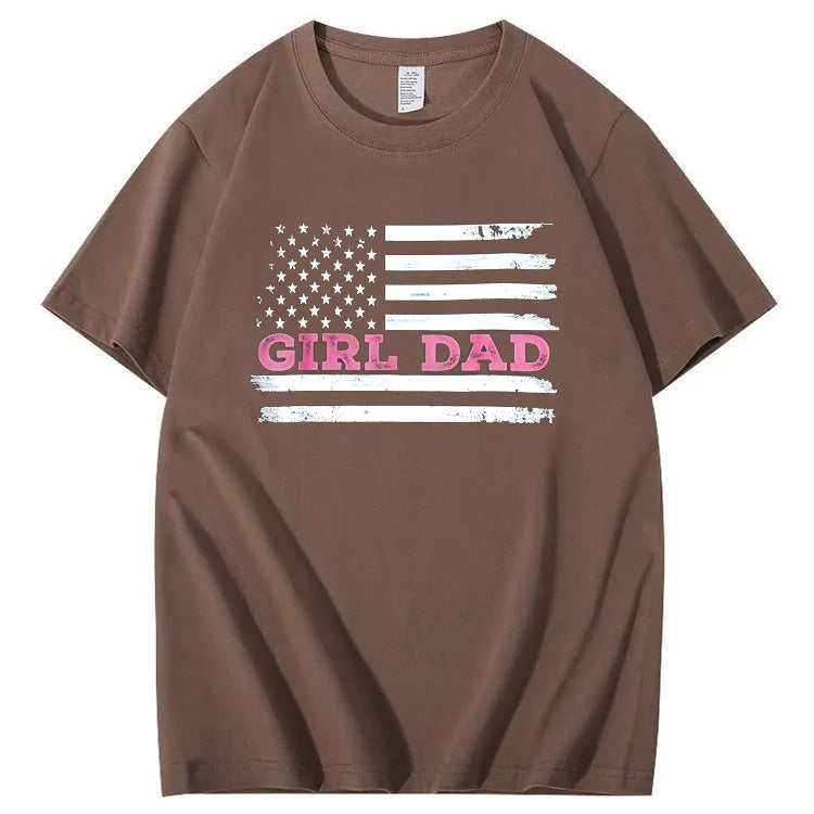 Girl Dad Pattern Print 100%Cotton T-Shirt