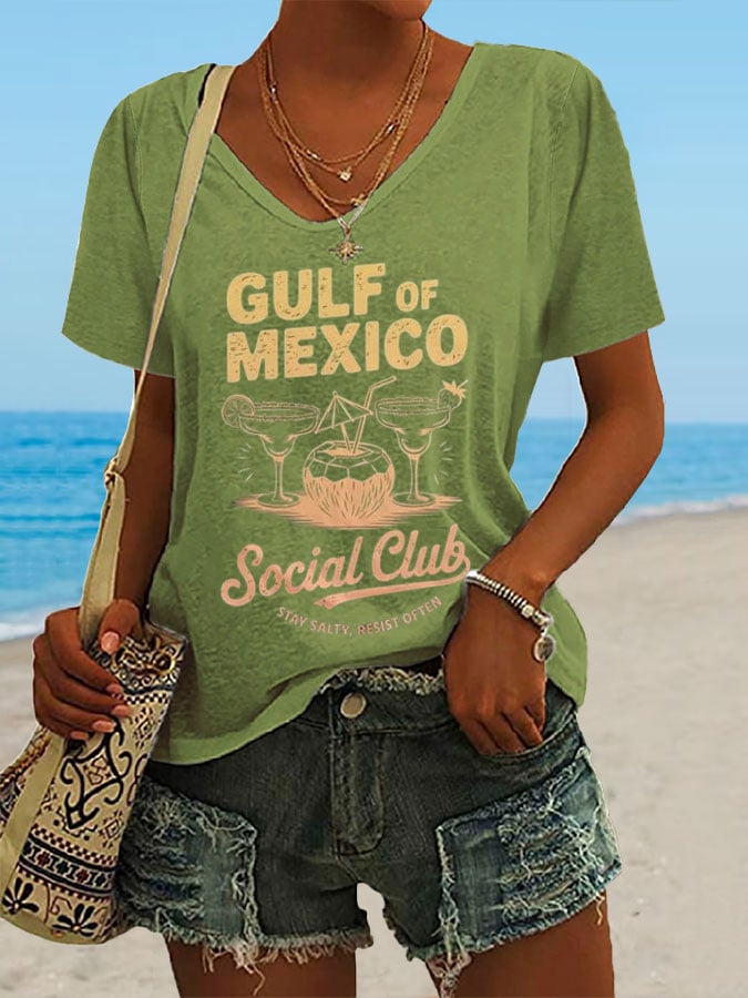 Women's Gulf Of Mexico Print Casual T-Shirt