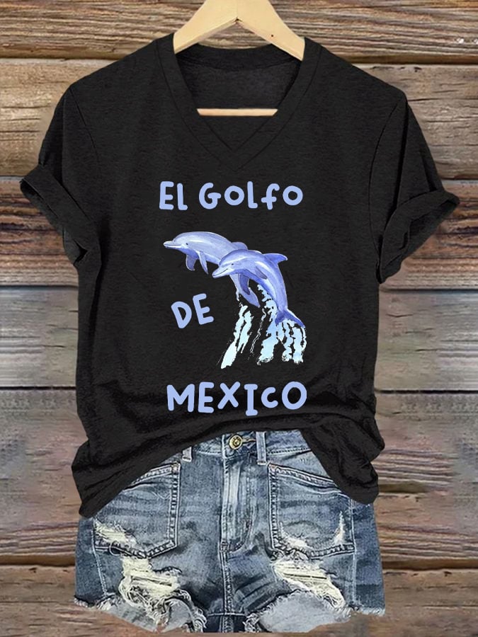 Women's Gulf Of Mexico Printed V Neck T-Shirt