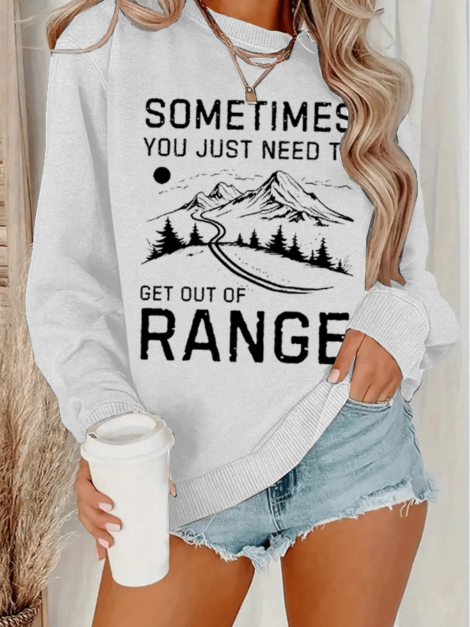 Women's Get Out Of Range Hiking Print Crew Neck Long Sleeve Sweatshirt