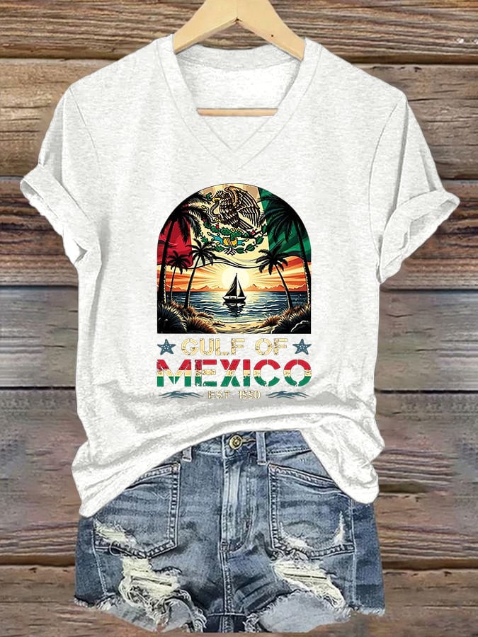 Women's Retro Gulf Of Mexico Est 1550 Print T-Shirt