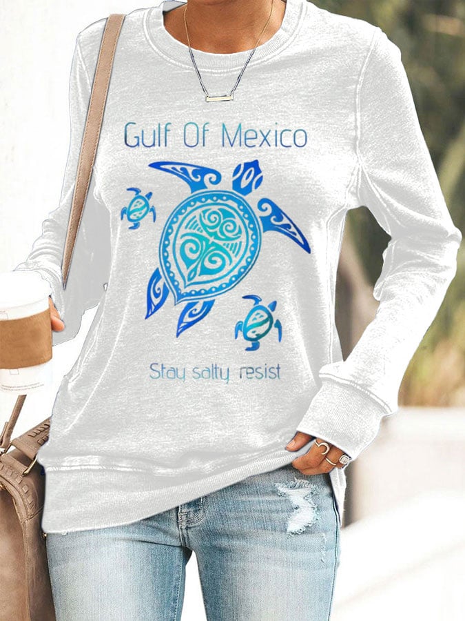 Women's Gulf Of Mexico Print Crewneck Sweatshirt
