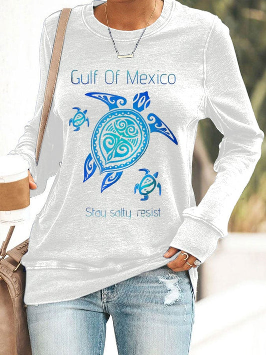Women's Gulf Of Mexico Print Crewneck Sweatshirt