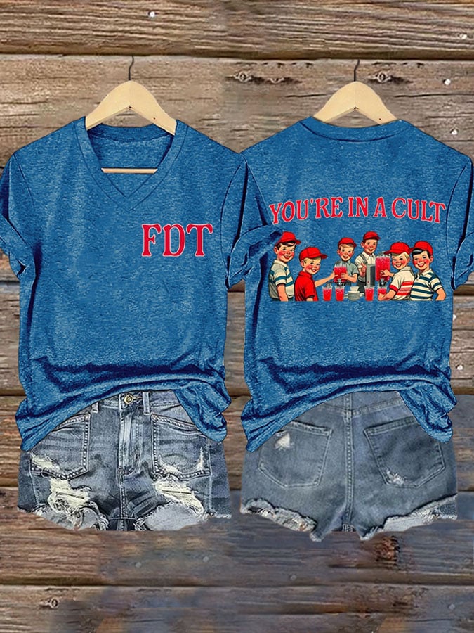 Women's Retro FDT You'Re In A Cult Print T-Shirt