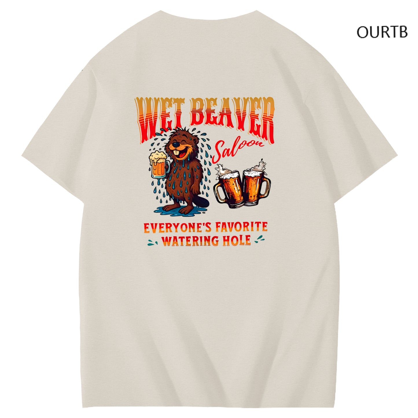 Wet Beaver Everyone's Favorite Watering Hole Funny Adoult Art Pattern Print T-Shirt