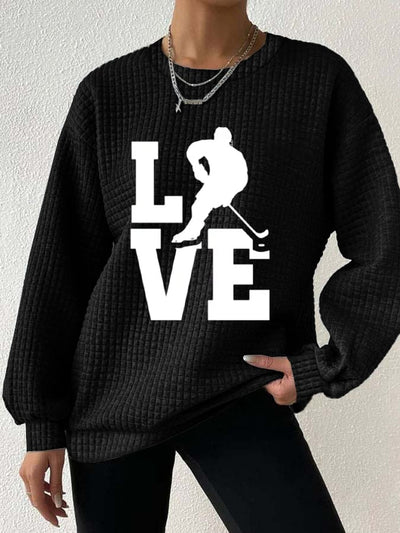 Women's Ice Hockey Printed Daily Long Sleeve Crew Neck Sweatshirt