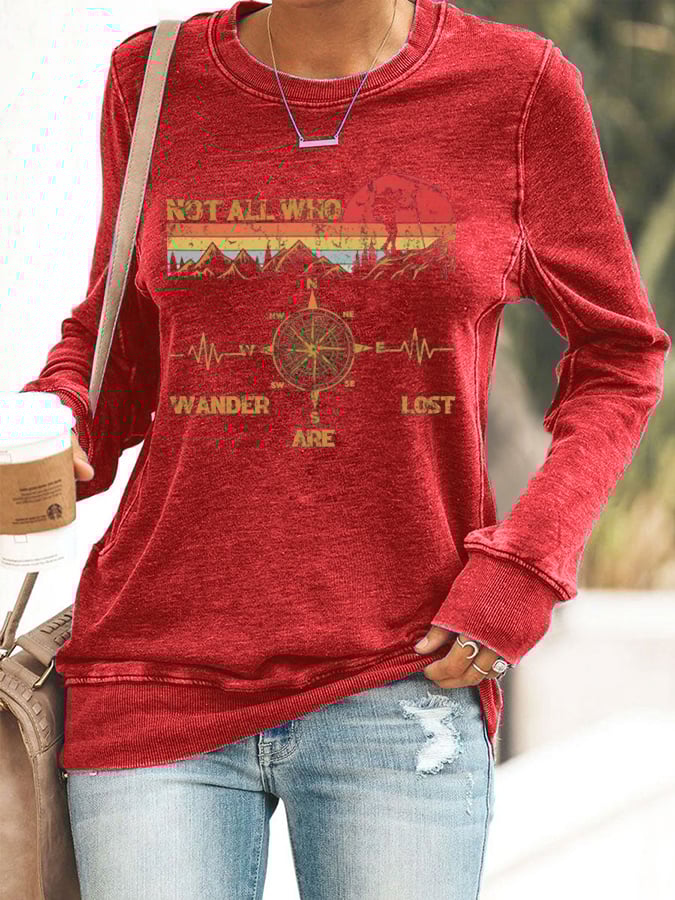 Women's Not All Who Wander Are Lost Hiking Print Sweatshirt