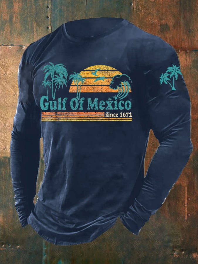 Men's Gulf Of Mexico Print Long Sleeve Top