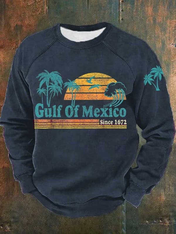 Man's Gulf Of Mexico Print Casual Sweatershirt