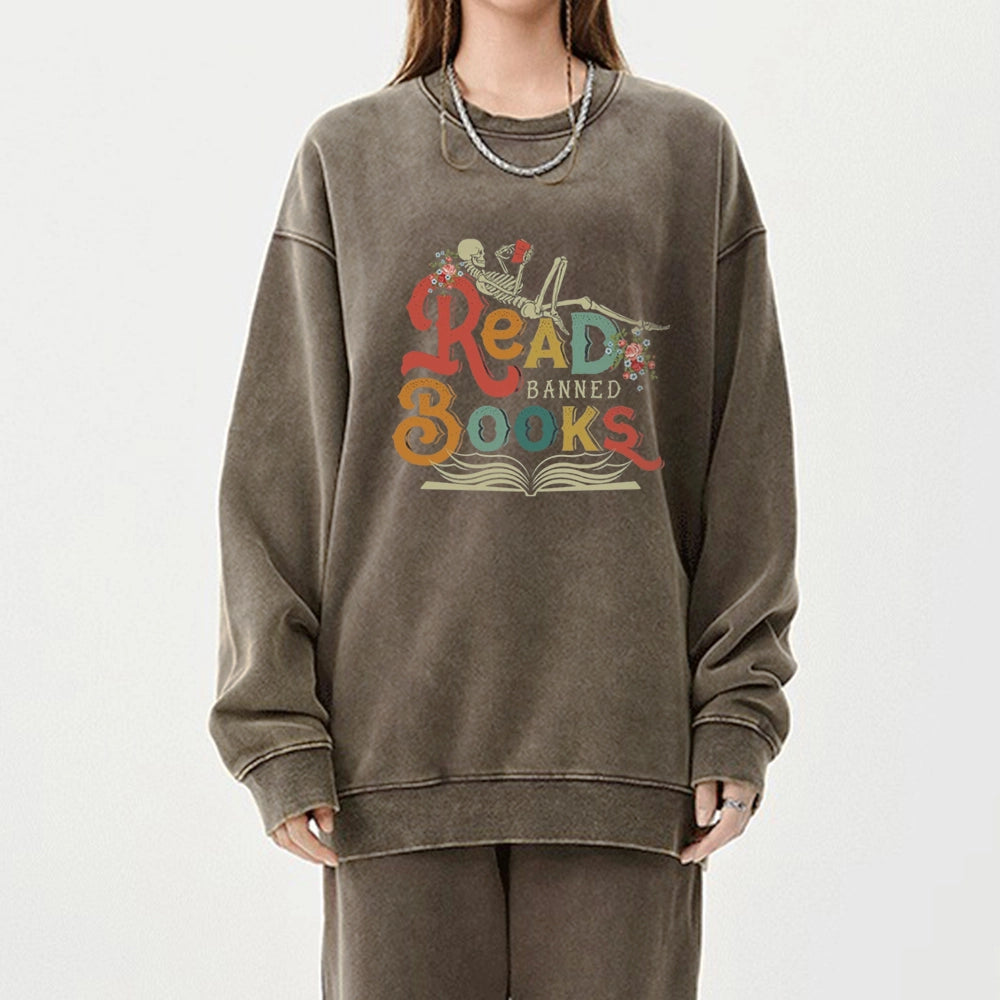 Read Banned Books Unisex Washed Sweatshirt