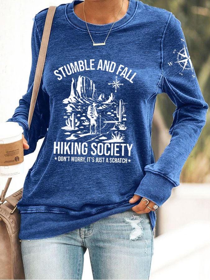 Womens Stumble And Fall Hiking Society Printed Sweatshirt