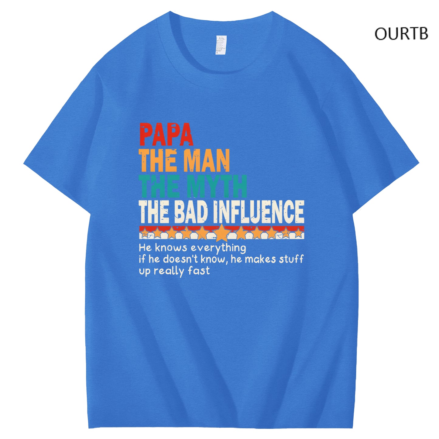 Papa The Man The Myth The Bad Influence Art Pattern Print T-Shirt