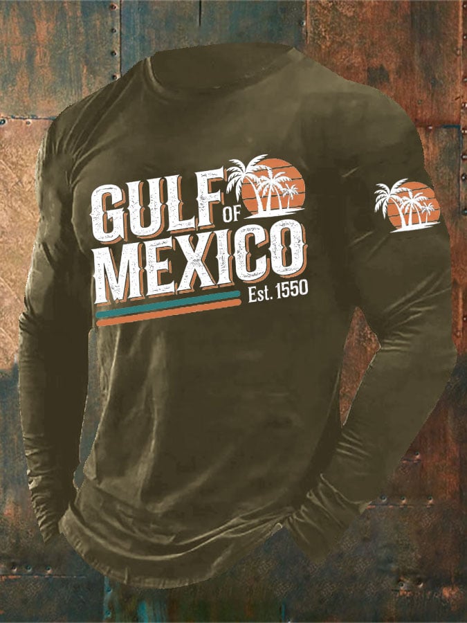 Men'S Retro Gulf of Mexico Print T-Shirt
