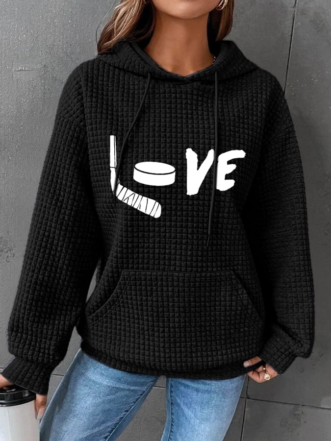 Women's Love Ice Hockey Print Casual Sweatshirt