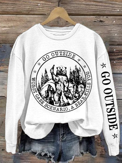 Women's Worst Case Hiking Mountaineering Printed Crew Neck Long Sleeve Sweatshirt