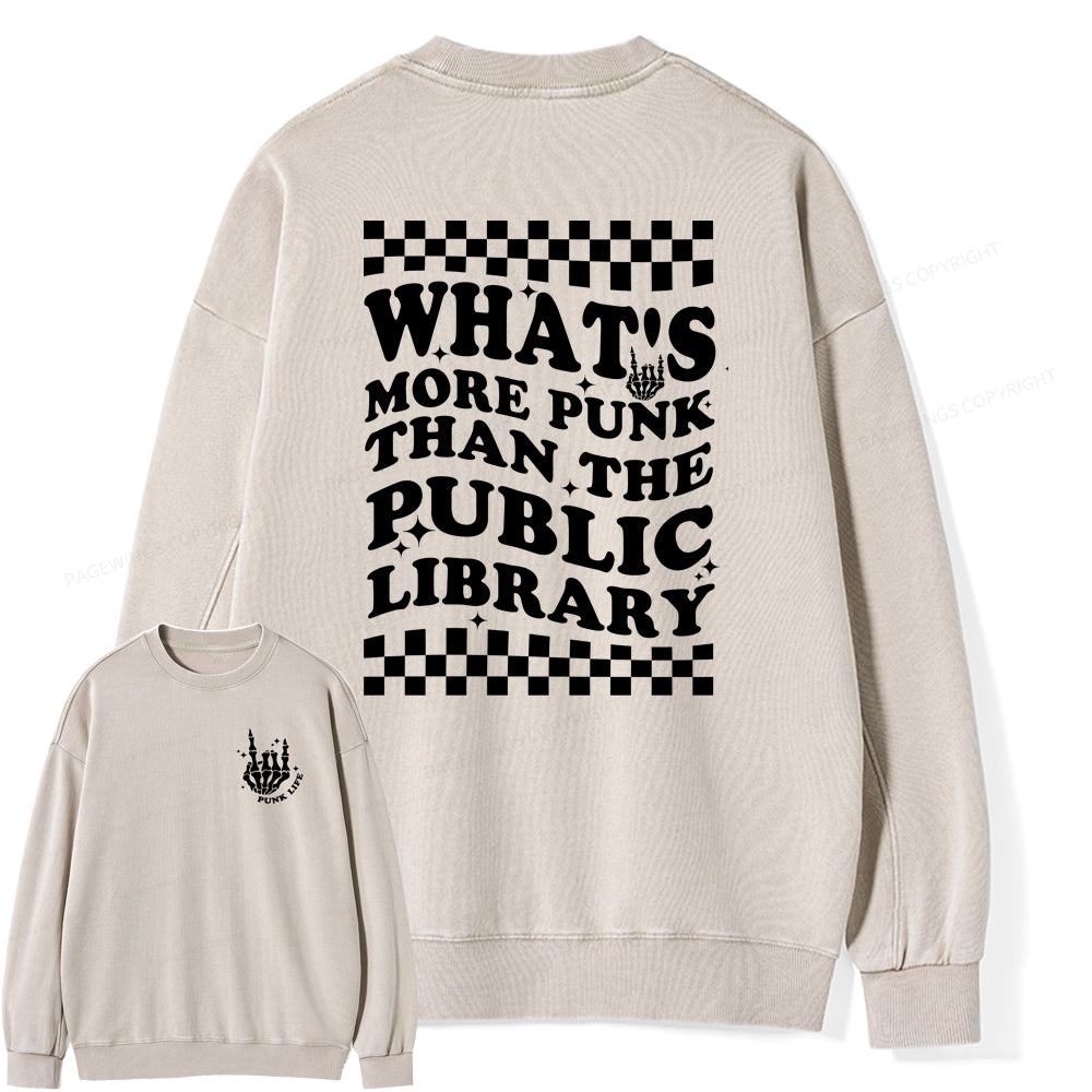 punk the public library Unisex Washed Sweatshirt