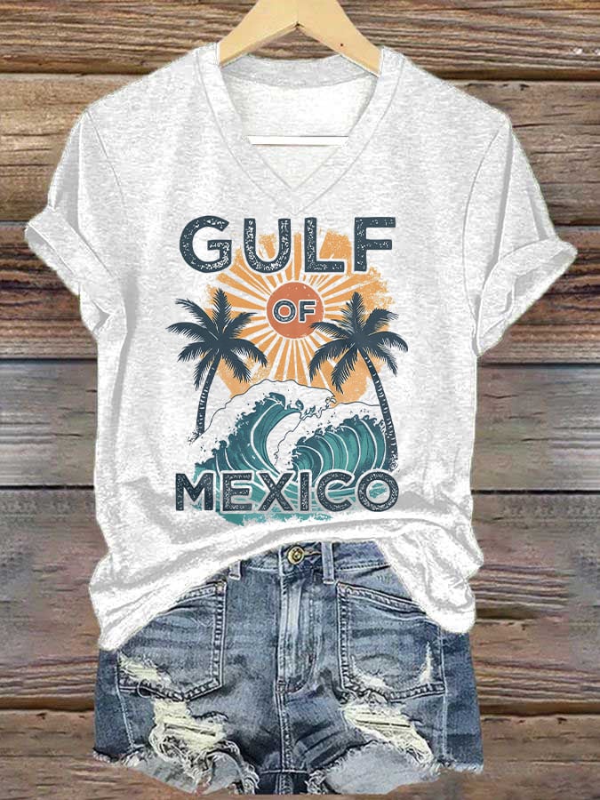 Women's Retro Gulf of Mexico Print T-Shirt