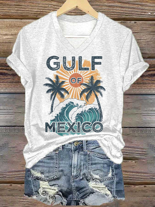 Women's Retro Gulf of Mexico Print T-Shirt