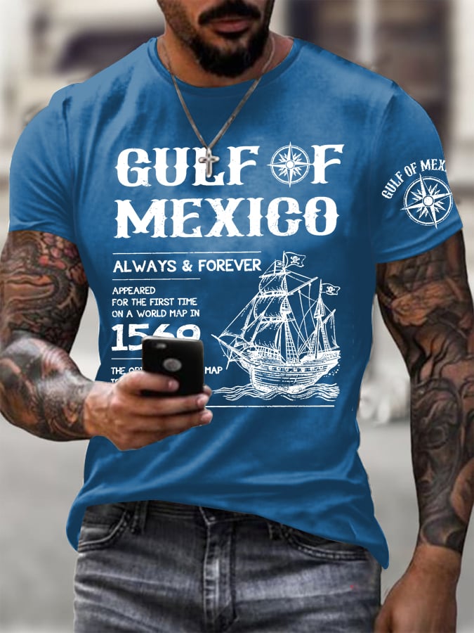Men's Gulf Of Mexico Printed Round Neck T-Shirt