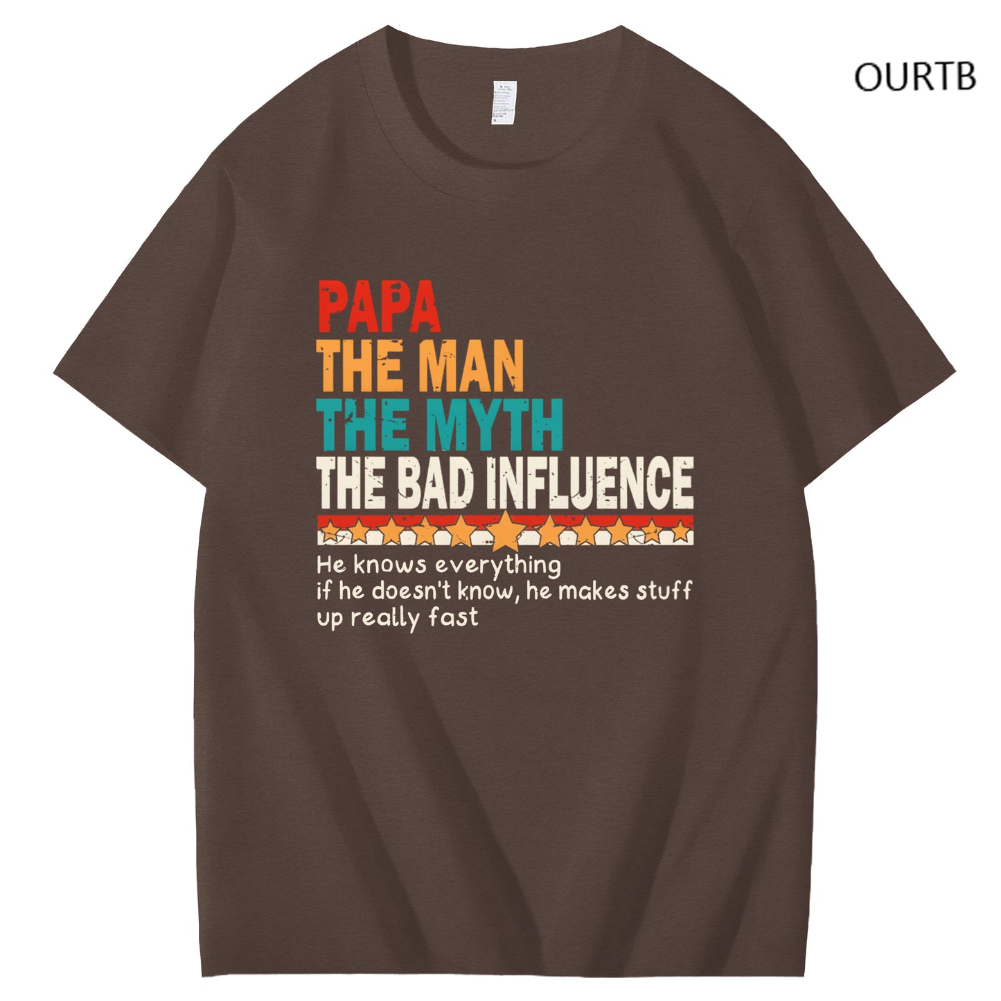 Papa The Man The Myth The Bad Influence Art Pattern Print T-Shirt