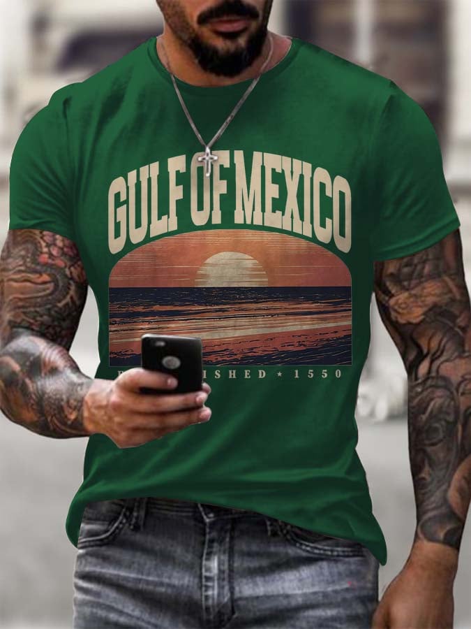 Men's Gulf Of Mexico Printed Round Neck T-Shirt